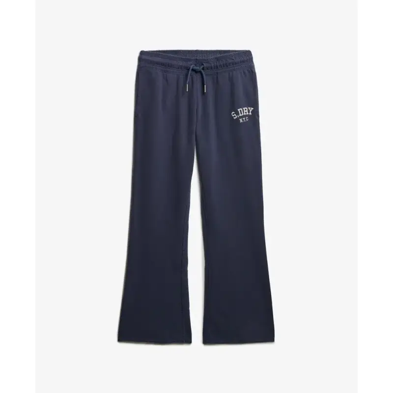 Superdry Pantaloni da jogging a zampa d elefante ricamati per donna Athletic Bleu