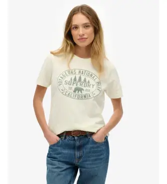 per donna W1011762A Maglietta Lo-Fi Outdoors Relaxed Off-White (XS), Bianco, Casual, Cotone, Manica corta