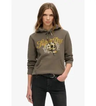 per donna W2012130A Felpa con cappuccio grafica con scritta tatuaggio grigia (XS), Casual, Grigio, Cotone, Sostenibile
