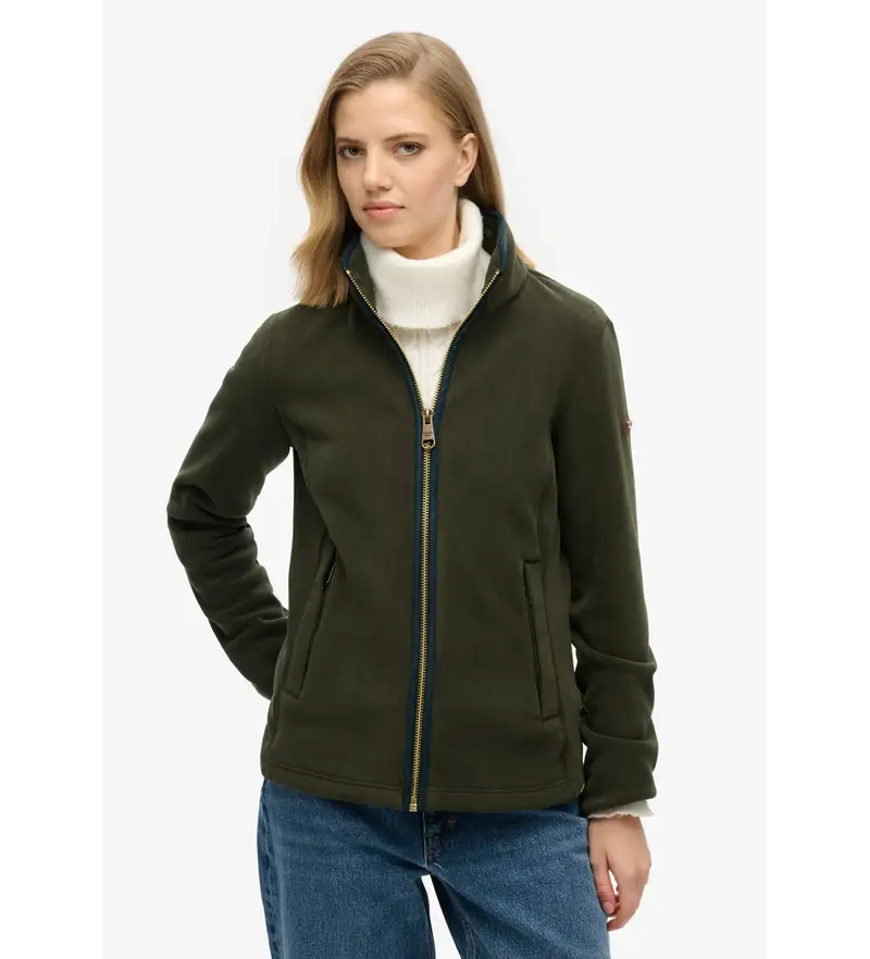 Superdry per donna. W2012336A Pile Polar Estate Full Zip verde, Casual, Polister riciclato, Sostenibile