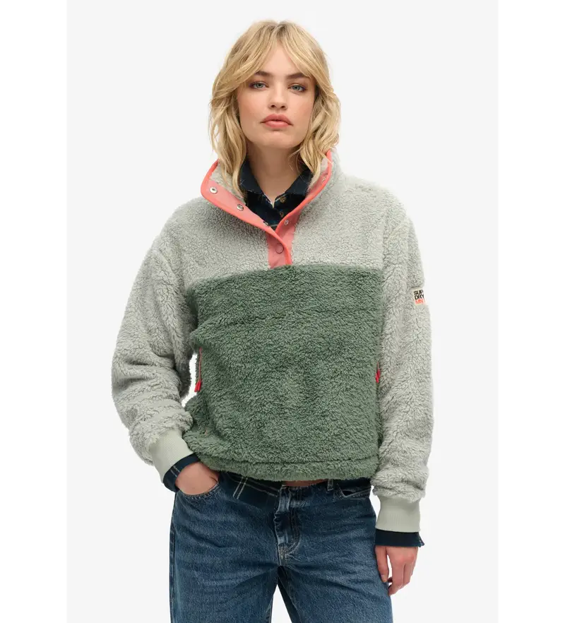 Superdry per donna. W2012349A Pile super morbido Green Mash Up, Casual, Verde, Poliestere