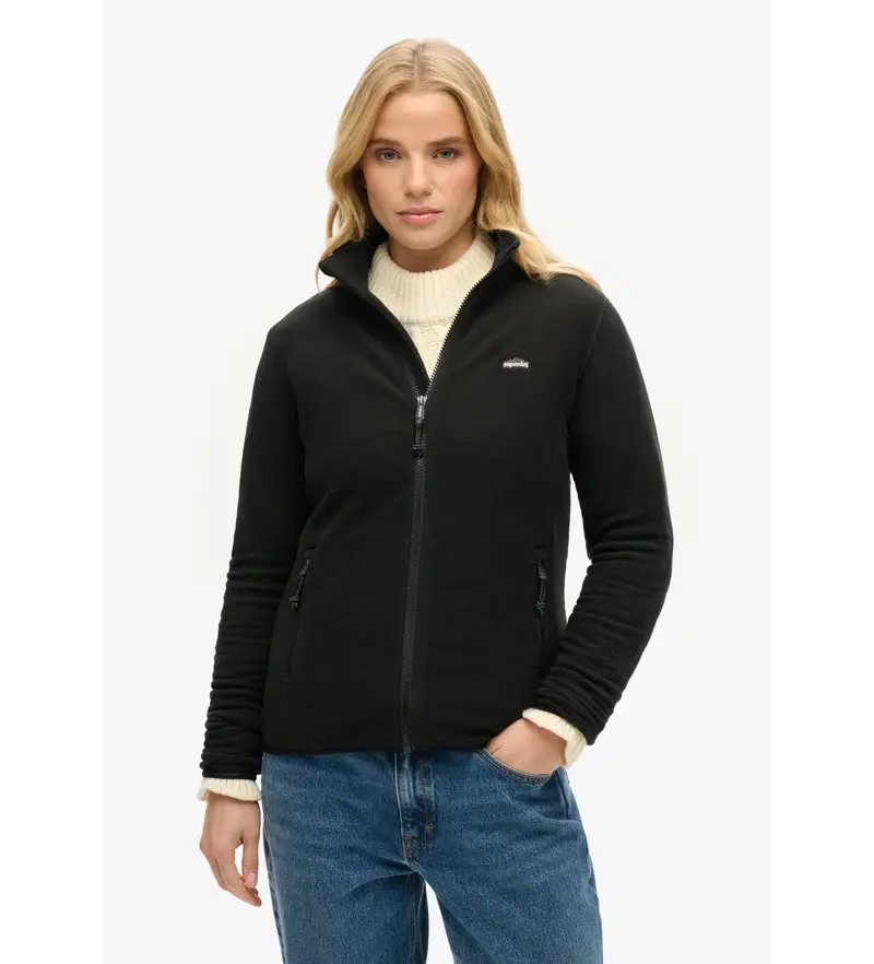 Superdry per donna. W2012375A Pile polare nero, Casual, Poliestere