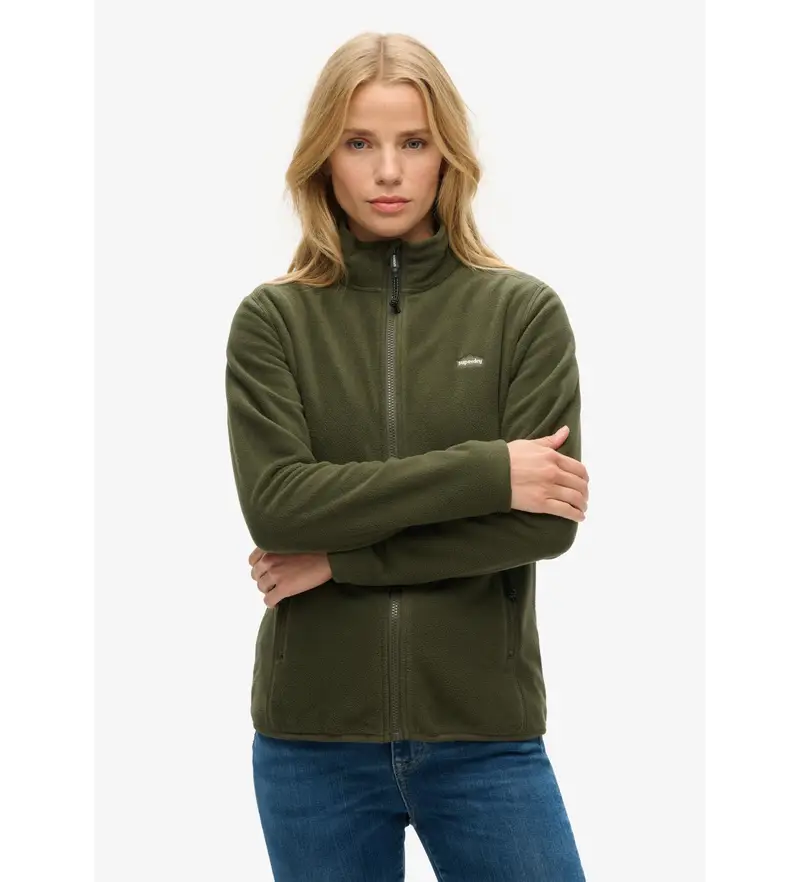 Superdry per donna. W2012375A Pile polare verde, Casual, Poliestere