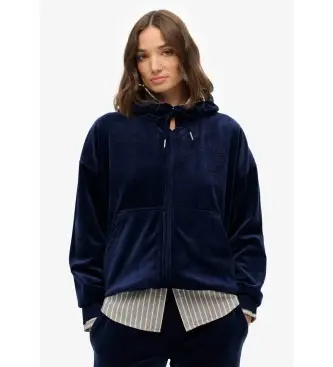 Superdry per donna W2012544A Felpa in velluto blu navy Country Club, Casual, Poliestere