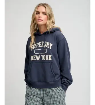 per donna W2012713A Felpa con cappuccio Applique Crop blu marino (XL), Casual, Cotone, Navy