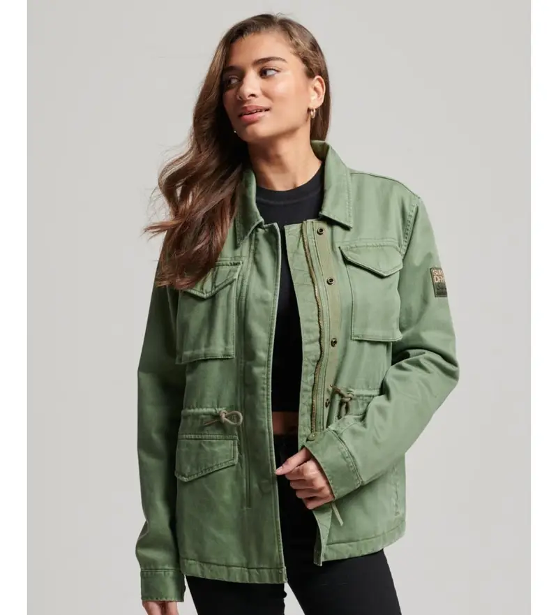Superdry per donna. W5011544A Giubbotto militare verde M65, Casual, Cotone