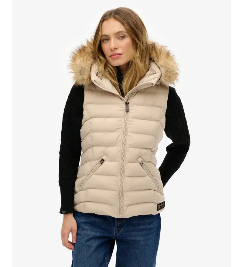 Superdry Gilet Donna Beige 4036018