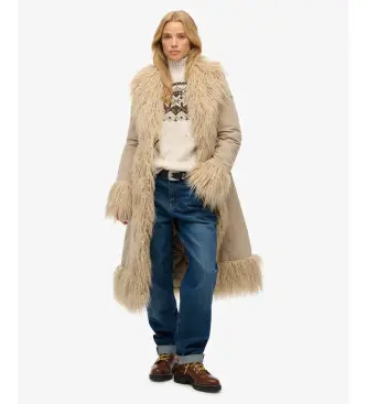 Superdry per donna W5012136A Cappotto afgano color talpa, Casual, Poliestere, Taupe Naturale