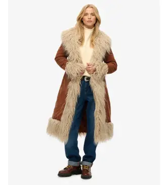 Superdry per donna W5012136A cappotto marrone afgano, Casual, Poliestere