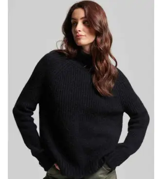 per donna W6110502A Maglione essenziale in maglia a coste blu scuro (L), Casual, Acrilico, Manica lunga, Navy