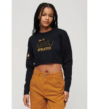 per donna W6110537A Maglione corto girocollo college blu scuro (M), Casual, Manica lunga, Cotone biologico, Sostenibile, Navy