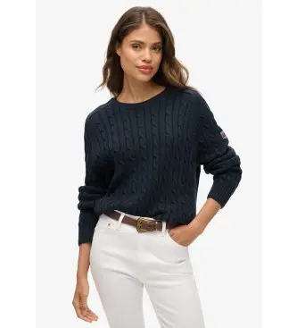 per donna W6110610A Maglione marino con motivo a cavi larghi (XL), Casual, Cotone, Navy