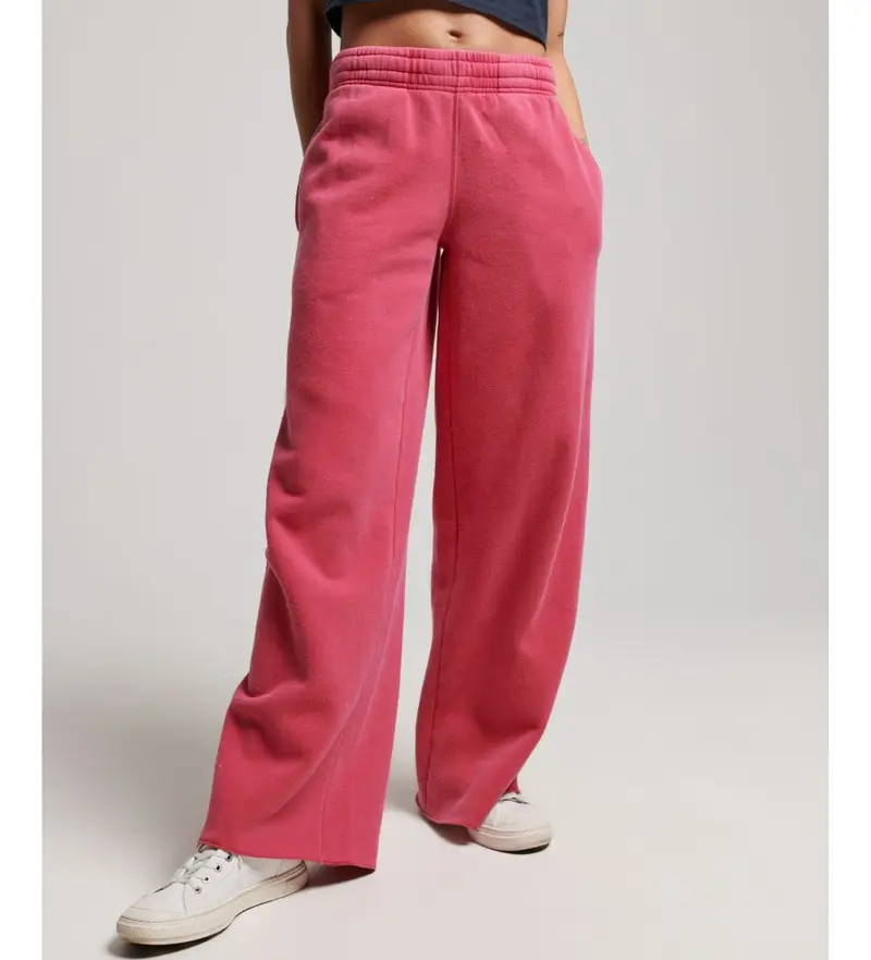 Superdry per donna. W7010904A Pantaloni jogger dritti con effetto lavato rosa, Casual, Poliestere