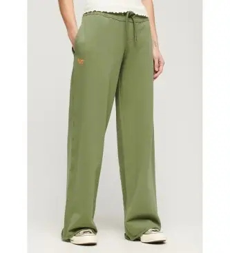 per donna W7011026A Pantaloni jogger dritti con logo Essential verde (XS), Casual, Cotone