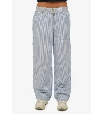 Superdry per donna W7011273A Pantaloni elastici a righe blu, Homewear, Cotone