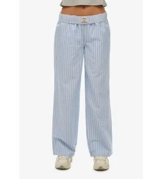 Superdry per donna W7011273A Pantaloni elastici a righe in cotone blu (6), Casual