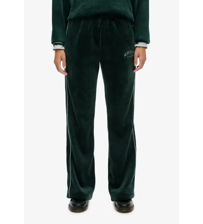 Superdry per donna. W7011274A Pantaloni dritti in velluto verde Country Club, Casual, Poliestere
