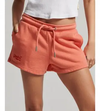 per donna W7110388A Pantaloncini in maglia con logo vintage ricamato arancione (XL), Casual, Cotone, Corallo, Sostenibile