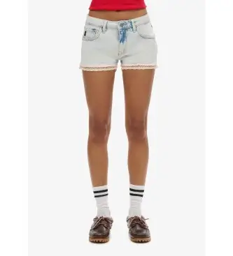 Superdry per donna W7110399A Shorts in denim blu caldo, Casual, Cotone biologico, Sostenibile