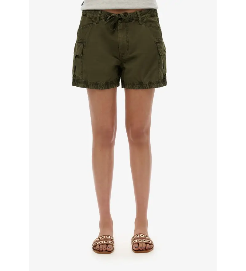 Superdry per donna. W7110467A Pantaloncini cargo verdi caldi, Casual, Verde, Cotone
