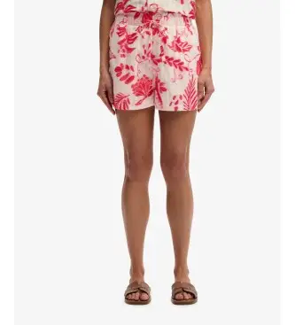 per donna W7110497A Pantaloncini da spiaggia rossi stampati (L), Rosso, Casual, Cotone Chiaro