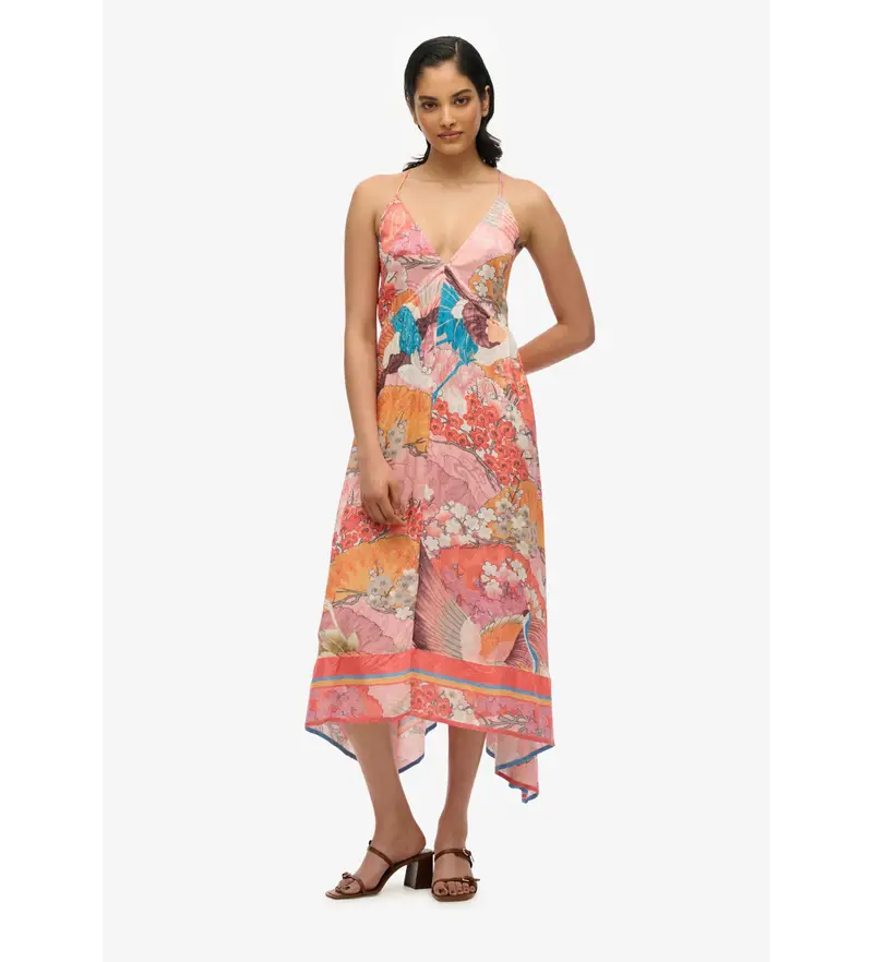 Superdry per donna W8011888A Abito stampato Jack multicolore, Casual, Viscosa, Senza maniche / cinghie