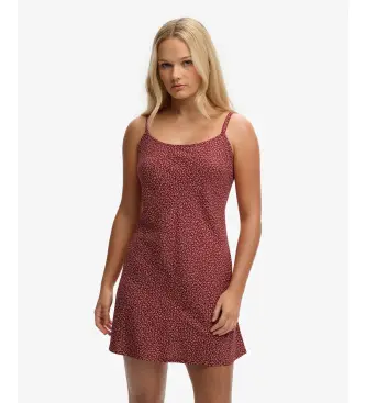 per donna W8012118A Abito sottoveste bordeaux stampato (S), Casual, Viscosa, Senza maniche / cinghie