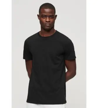 Superdry per uomo M1011888A T-shirt nera a maniche corte con collo tondo fiammato, Nero, Casual, Cotone, Manica corta