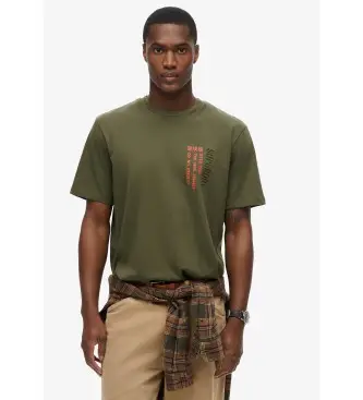 Superdry per uomo M1012029A T-shirt ampia con logo Sport Utility verde, Casual, Cotone, Manica corta