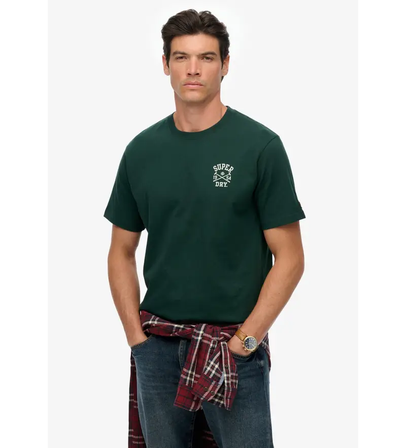 Superdry per uomo. M1012283A Maglia verde dell' Athletic Club, Casual, Cotone, Manica corta