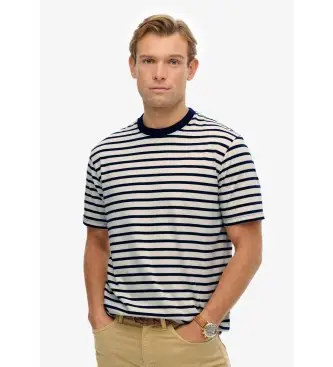 per uomo M1012290A Maglietta Merchant Stripe, bianca e blu navy (XL), Bianco, Casual, Cotone, Manica corta