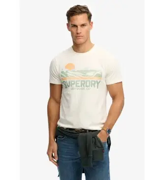 Superdry per uomo M1012358A T-shirt bianca da montagna per attività all'aperto, Bianco, Casual, Cotone, Manica corta