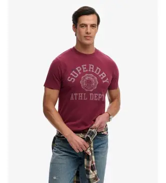 Superdry per uomo M1012363A T-shirt vintage bordeaux dal taglio rilassato, Casual, Cotone, Manica corta