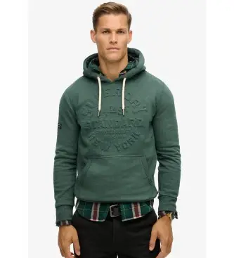 per uomo M2013698A Felpa con cappuccio grafica con logo in rilievo verde (XL), Casual, Cotone, Sostenibile