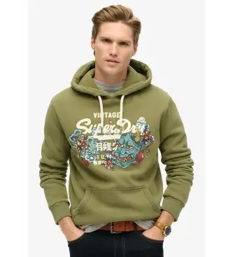 Superdry per uomo M2013702A Felpa verde Tokyo Vl, Casual, Cotone