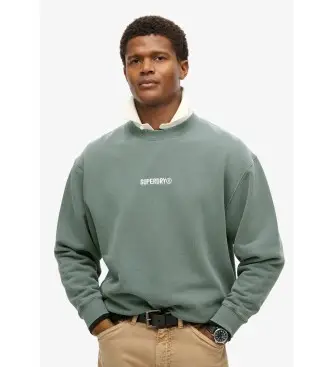 per uomo M2013734A Felpa ampia girocollo con micro logo stampato blu (M), Casual, Cotone