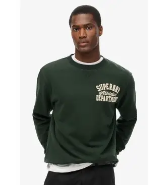 Superdry per uomo M2013834A Felpa verde girocollo atletica vintage, Casual, Cotone