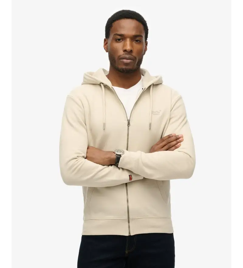 Superdry per uomo M2014128A Felpa beige con logo Essential, Casual, Cotone