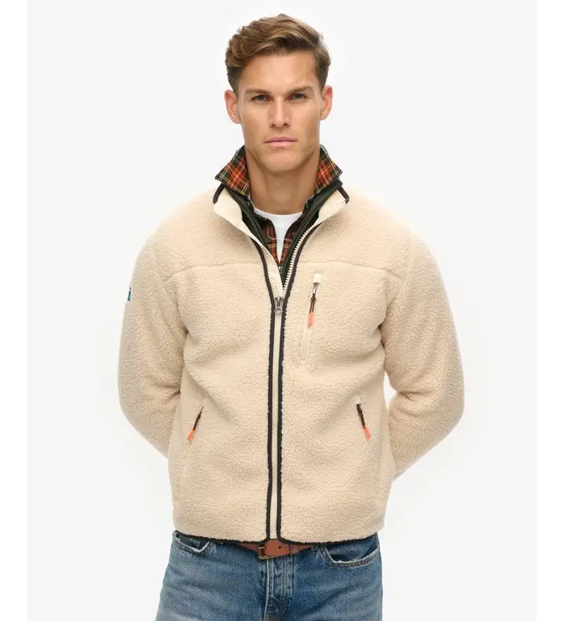 Superdry per uomo M2014140A Polar Outdoor Full Zip beige, Casual, Poliestere