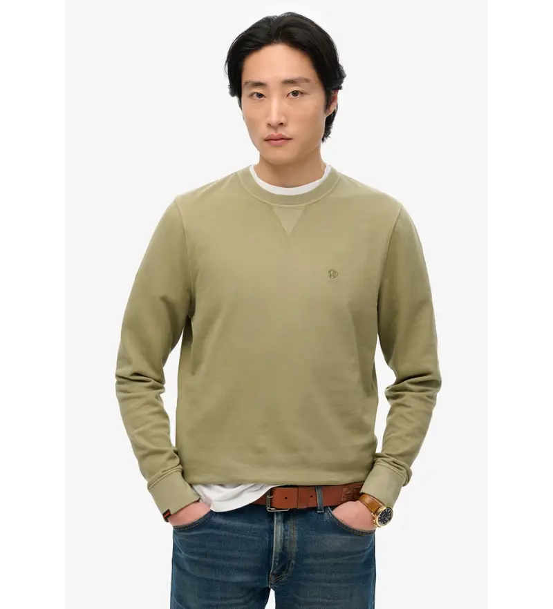 Superdry per uomo. M2014174A Felpa verde classica essenziale, Casual, Cotone