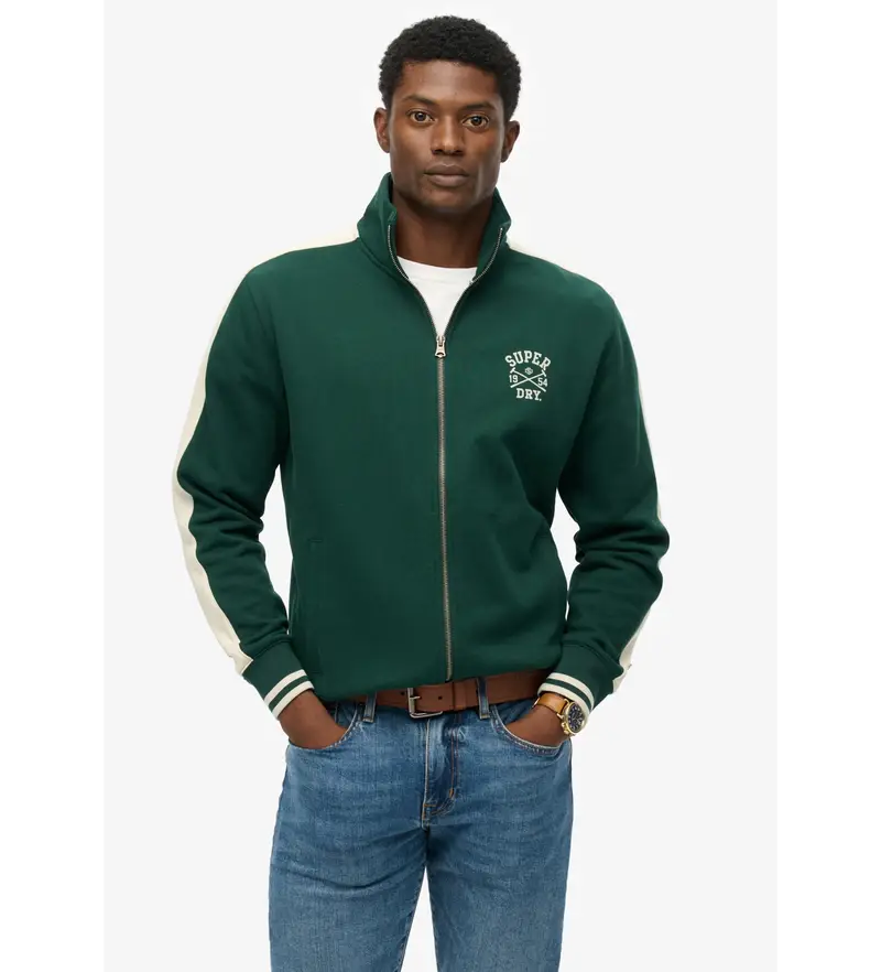Superdry per uomo. M2014282A Giacca da tuta verde dell' Athletic Club, Casual, Cotone
