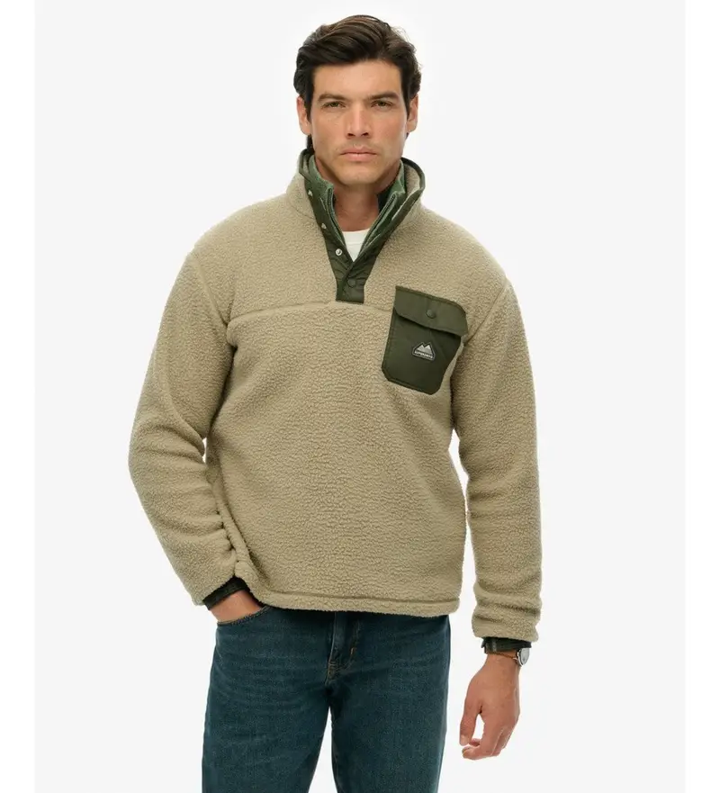 Superdry per uomo M2014283A Polar Fuji Popper beige, Casual, Polister riciclato, Sostenibile
