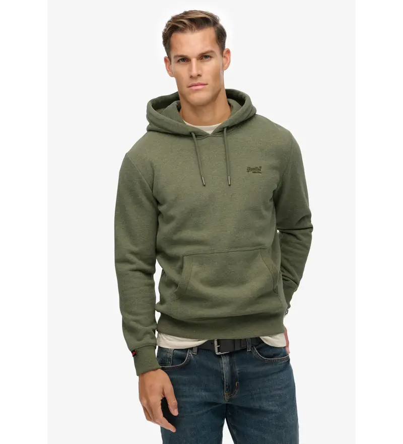 Superdry per uomo. M2014404A Felpa con cappuccio Essential Logo verde, Casual, Cotone