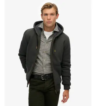 per uomo M2014502A Felpa grigio scuro con fodera in Borg (L), Casual, Cotone, Manica lunga