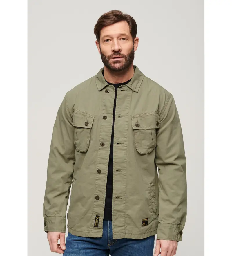 Superdry per uomo. M4010729A Giacca militare verde, Casual, Cotone, Manica lunga