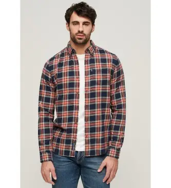 per uomo M4010737A Camicia a quadri vintage blu scuro (S), Casual, Cotone, Manica lunga, Navy