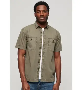 per uomo M4010791A Camicia militare verde a maniche corte (L), Casual, Cotone, Manica corta