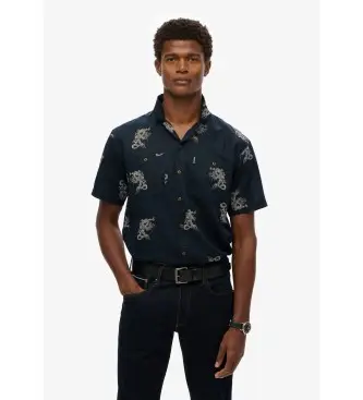 per uomo M4010793A Camicia da spiaggia a maniche corte blu navy (XL), Casual, Cotone, Manica corta