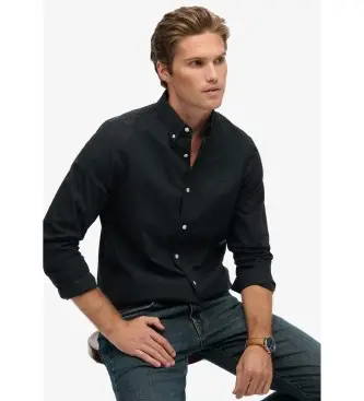 Superdry per uomo M4011064A Camicia Essentials Tailored Lite nera, Nero, Cotone, Classico, Manica lunga