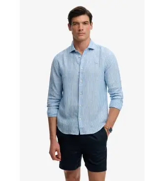 per uomo M4011103A Camicia di lino Riviera blu (M), Casual, Manica lunga